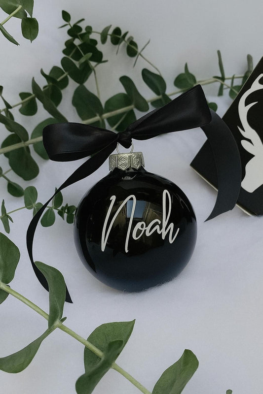 Weihnachtskugel aus Glas Schwarz 8 cm