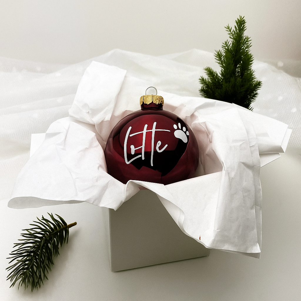 Weihnachtskugel aus Glas Weinrot 6 cm