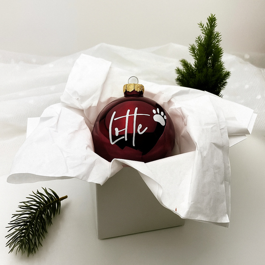 Weihnachtskugel aus Glas Weinrot 8 cm