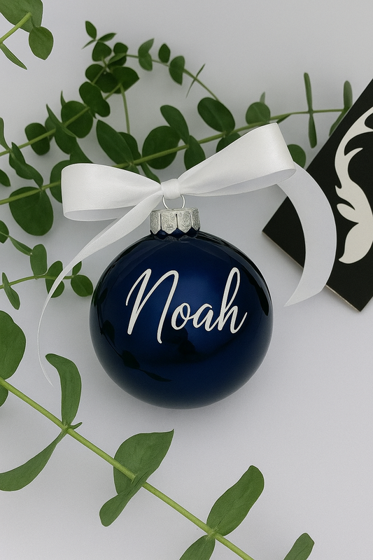 Weihnachtskugel aus Glas Nachtblau 8 cm